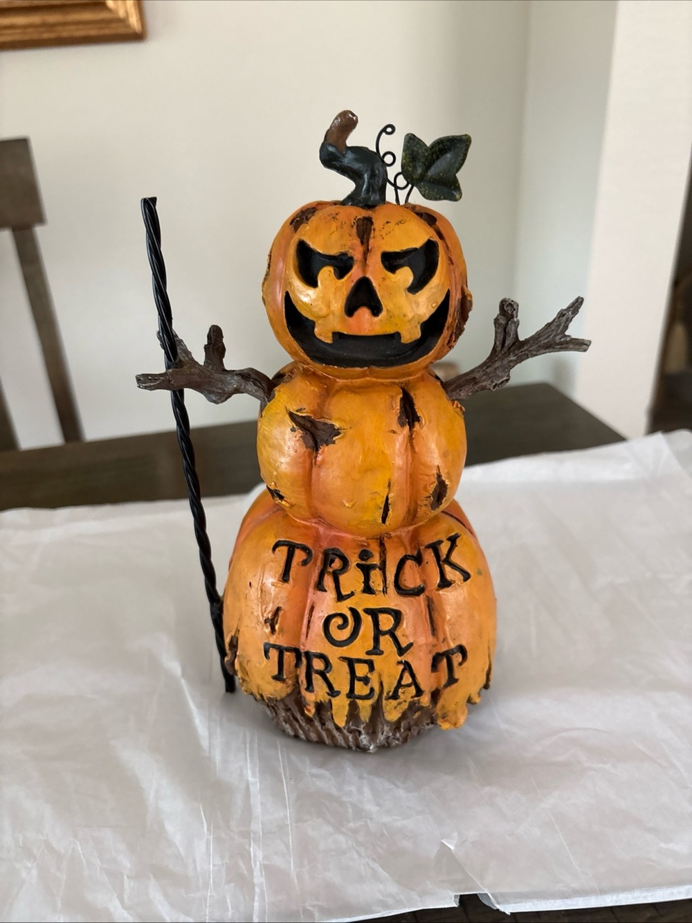 Halloween Pumpkin Stack 'Trick or Treat' Decorative Figurine - Orange